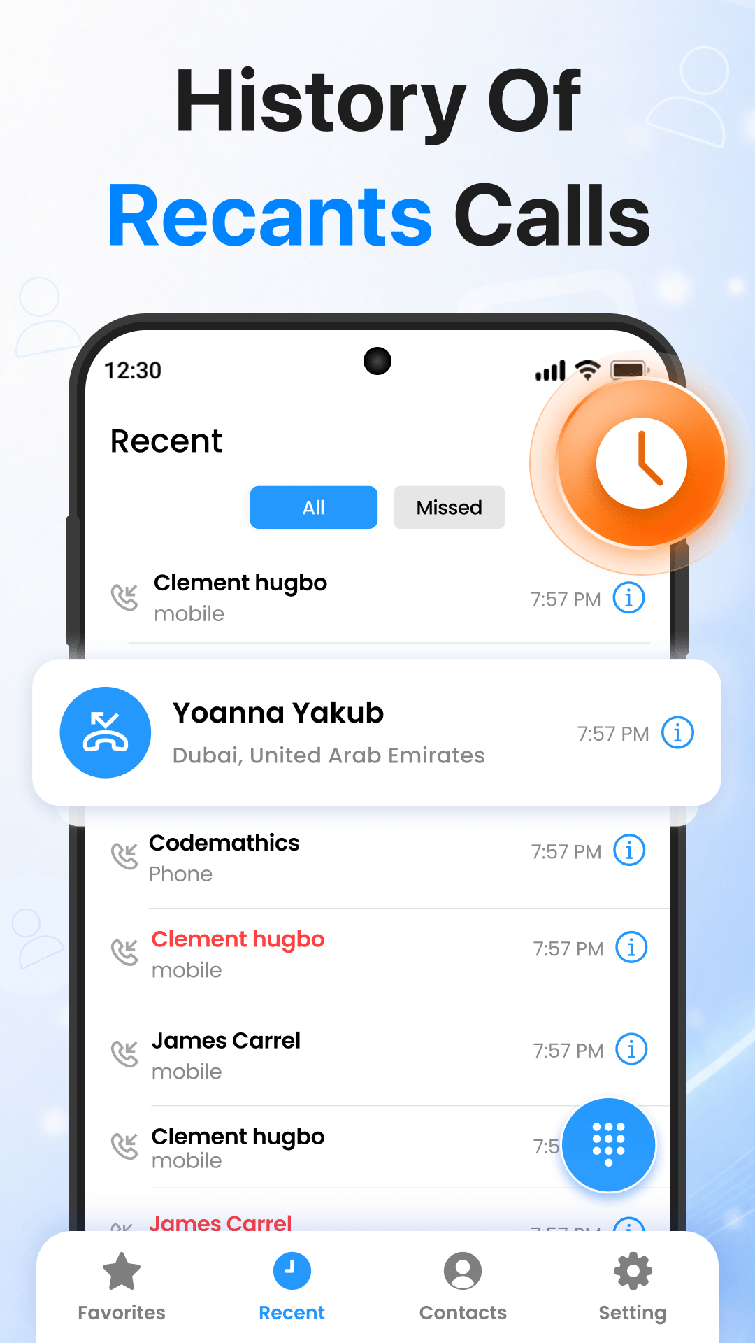 Recent call history